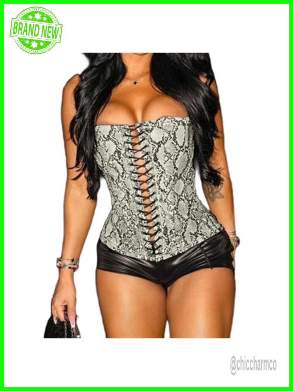 Faux Leather Bustier Corset Strapless Bandeau Sleeveless Crop Tube Top